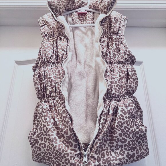 Beverly Hills Princess Girls Cheetah Print Puffy Vest-Size 7-8-Pockets-Tan/Cream - Picture 7 of 16
